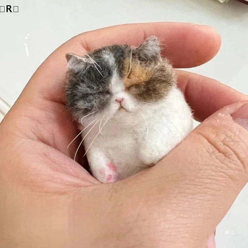 〔R〕Sheep Felt Poke Cat Handmade Material Bag For Beginner Diy Wool Needle Felting Simulation Creative Animal Gifts〔Winter2〕