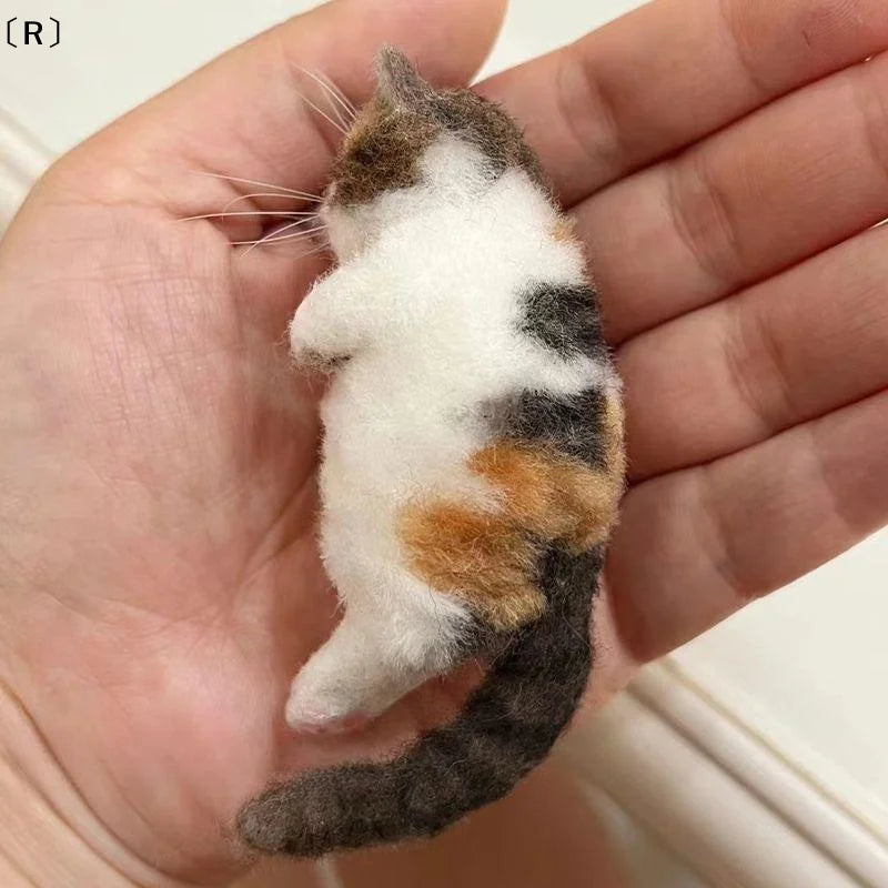 〔R〕Sheep Felt Poke Cat Handmade Material Bag For Beginner Diy Wool Needle Felting Simulation Creative Animal Gifts〔Winter2〕