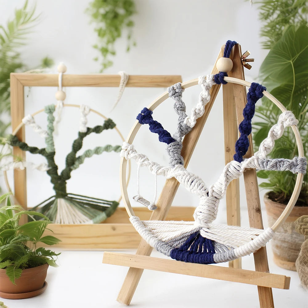 Bohemian Style Life Tree Theme Wall Hanging DIY Kit with Weaving Materials And Tutorial Included Handmade Decorative Artwork