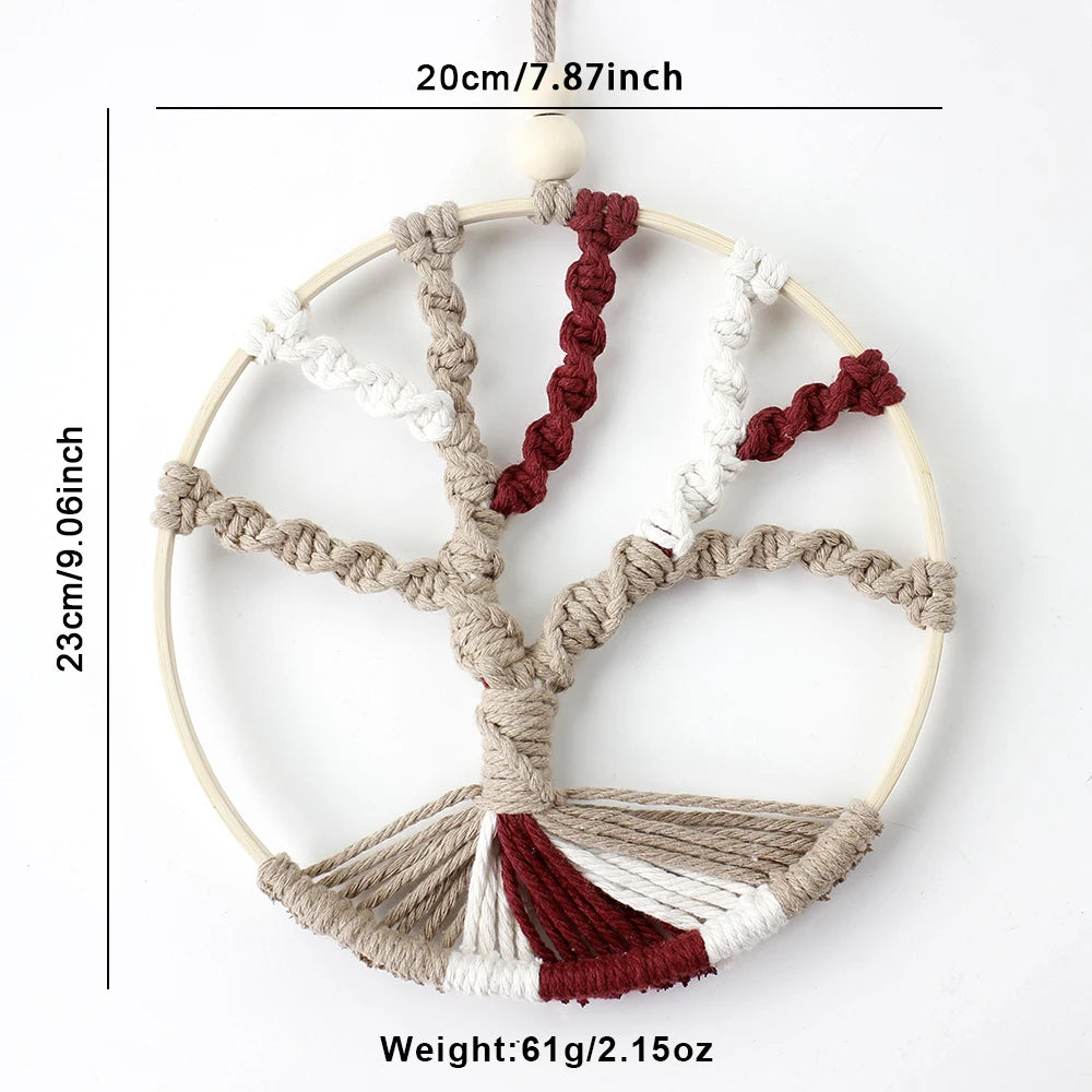 Bohemian Style Life Tree Theme Wall Hanging DIY Kit with Weaving Materials And Tutorial Included Handmade Decorative Artwork